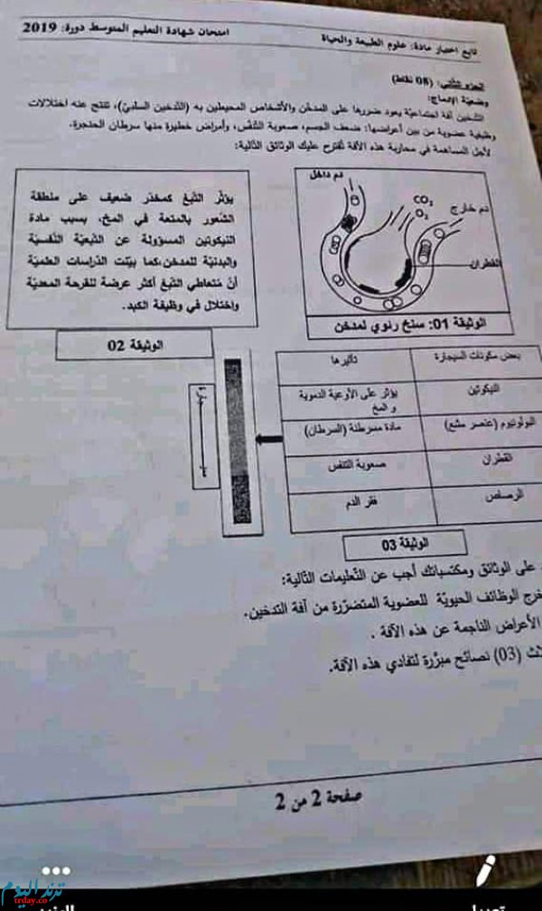 موضوع العلوم الطبيعية لشهادة التعليم المتوسط 2020 'موضوع العلوم الطبيعية لشهادة التعليم المتوسط 2020'