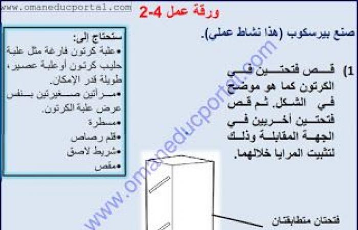 ملخص وحل انشطة درس المرايا في العلوم للصف الخامس الفصل الثاني