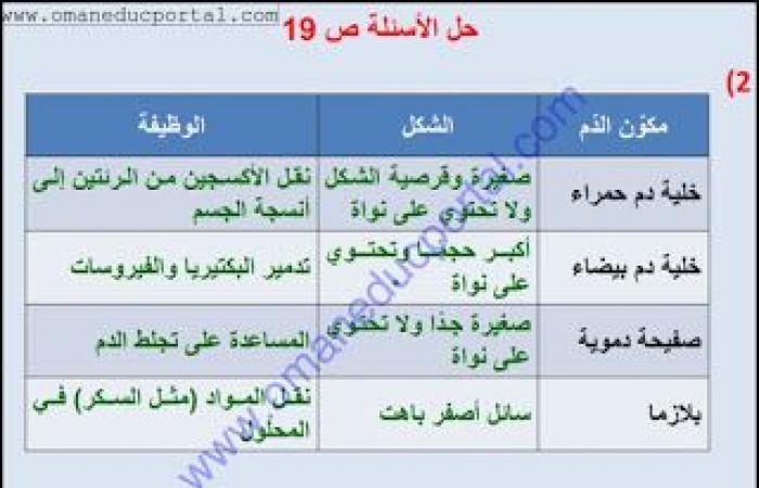 ملخص وحل انشطة درس الدم في العلوم للصف الثامن الفصل الثاني