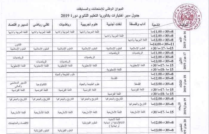 برنامج سير اختبارات امتحان البكالوريا لجميع الشعب 2020