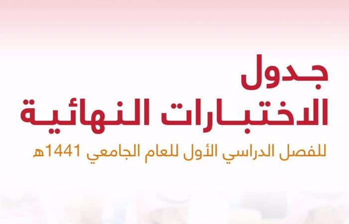 جدول الاختبارات النهائية جامعة حائل 1441