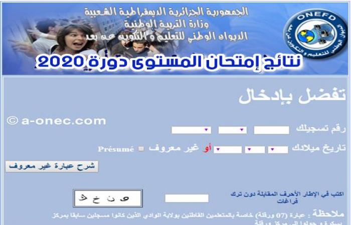 نتائج وكشوف نقاط امتحان المستوى 2020 onefd resultat