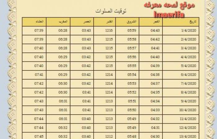 امساكية رمضان 2021 في الأردن