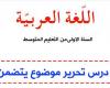 تحضير درس تحرير موضوع يتضمن قيمة للسنة الاولى متوسط